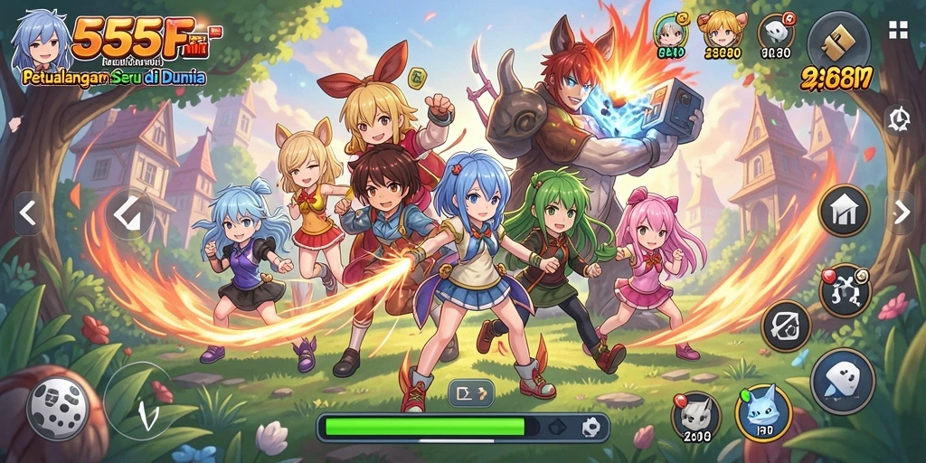 Tampilan gameplay 555F yang menarik dan dinamis.