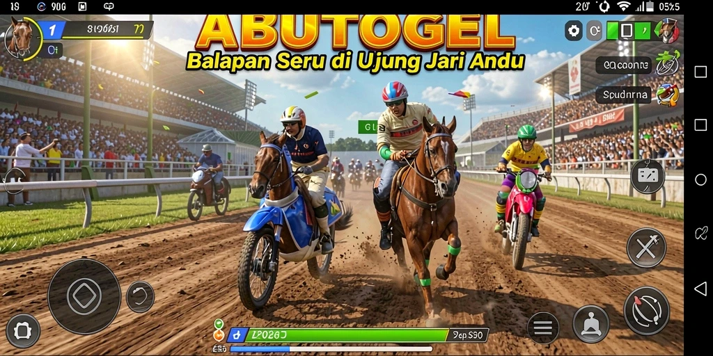 Tampilan gameplay menegangkan dari ABUTOGEL di lintasan balap.