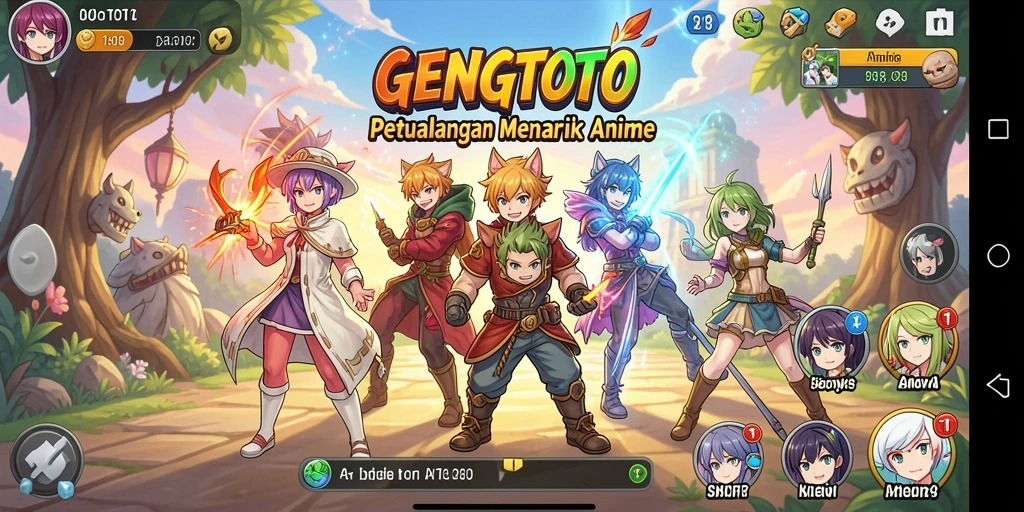 Gameplay seru GENGTOTO dengan aksi karakter anime.