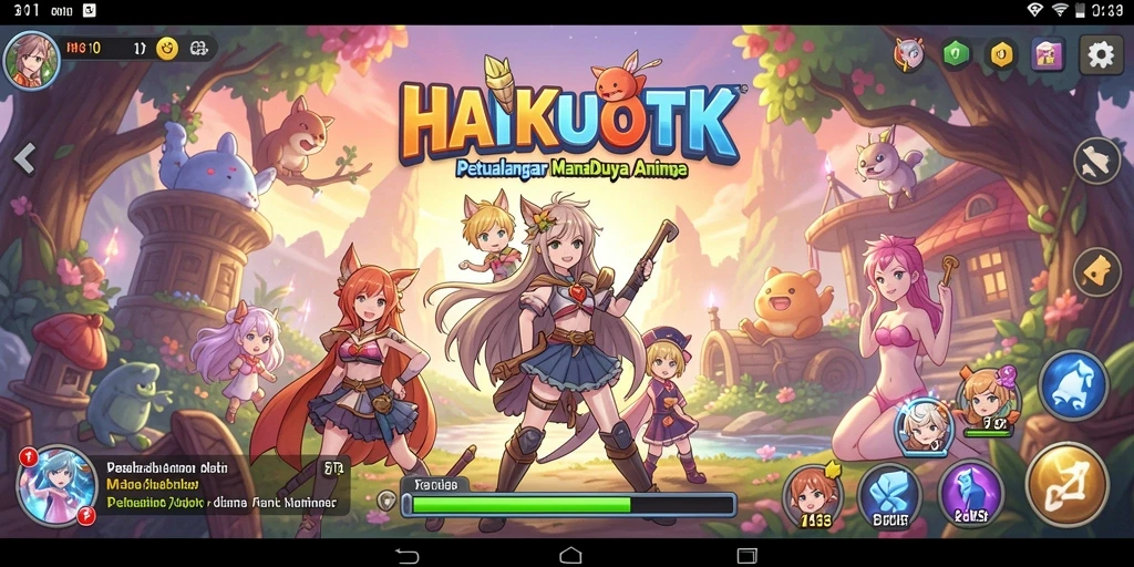 Tampilan menakjubkan dari gameplay HAIKUOTK dengan karakter Anime yang terlihat hidup.