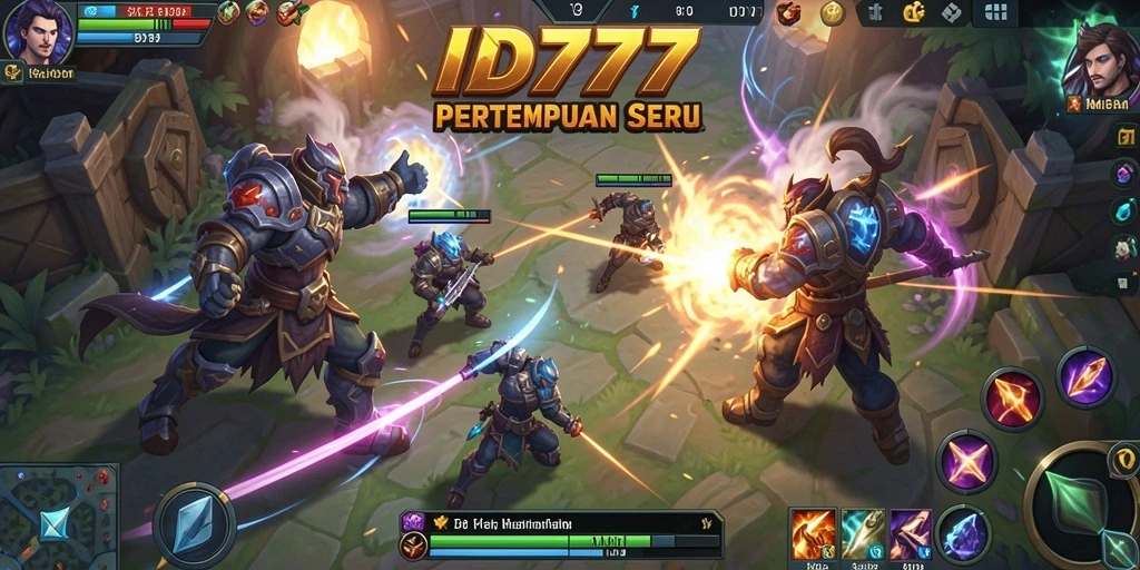 Tampilan utama gameplay MOBA yang mendebarkan dan dinamis.