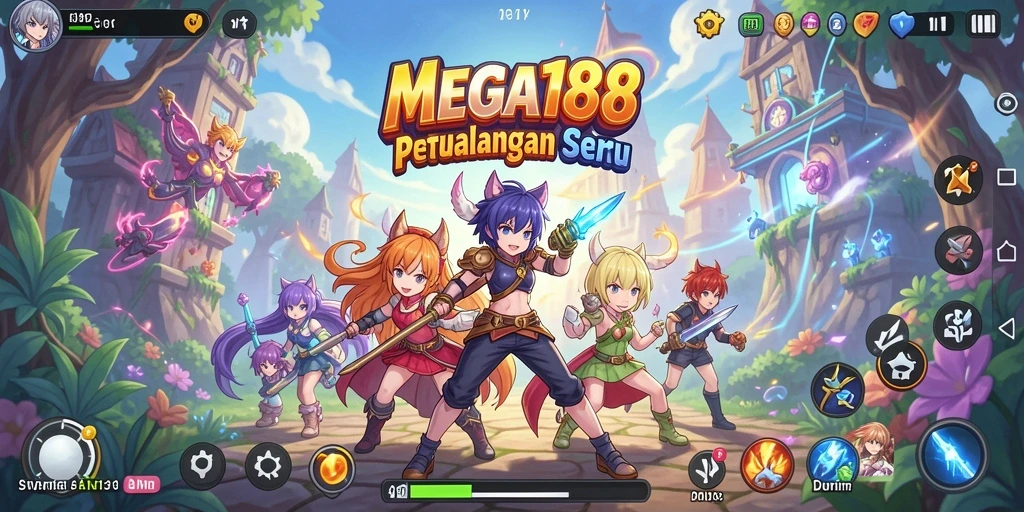Tampilan gameplay seru dengan karakter anime ikonik.