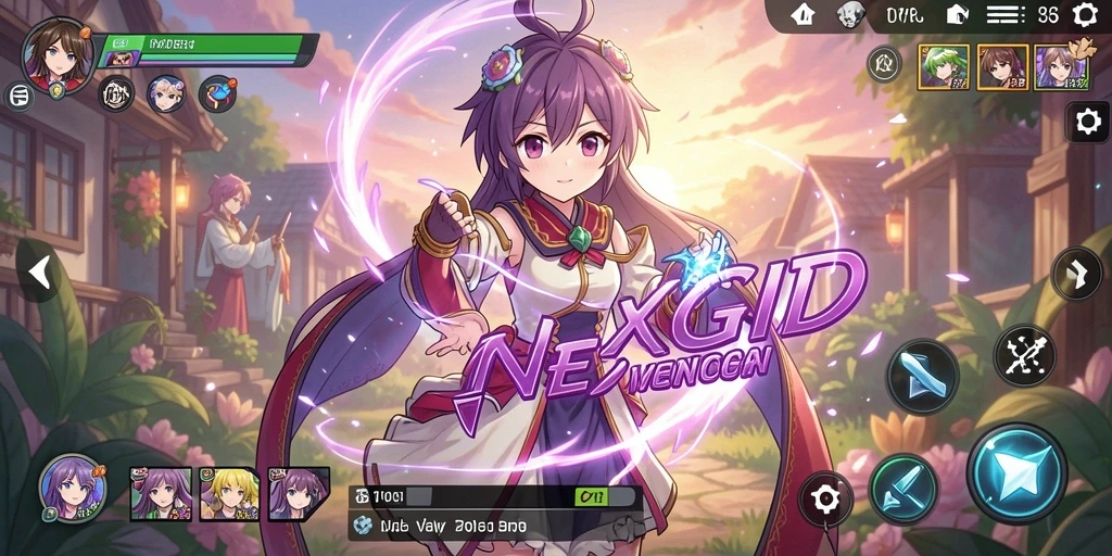 Screenshot permainan NEXGID menampilkan aksi menawan karakter Anime.