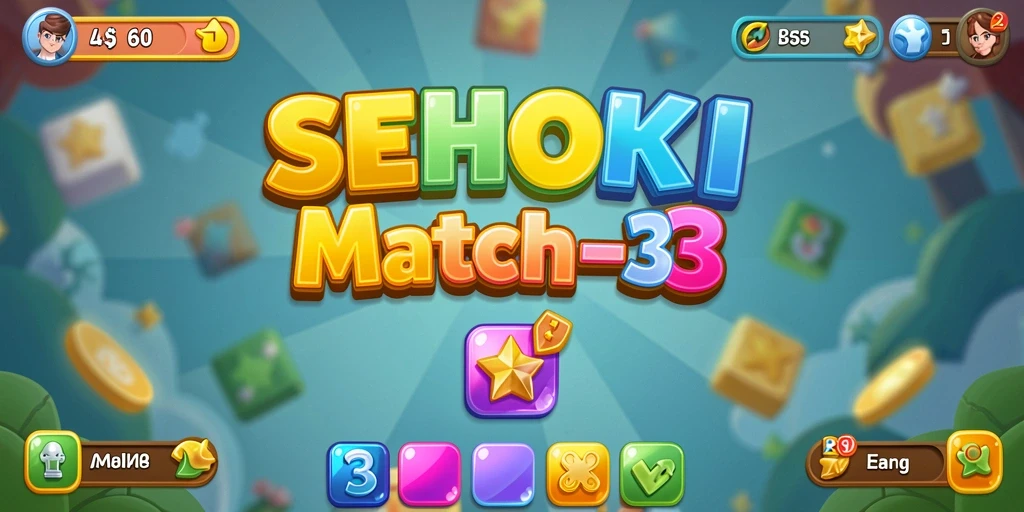 Screenshot gameplay SEHOKI dengan permata berwarna-warni yang menarik.