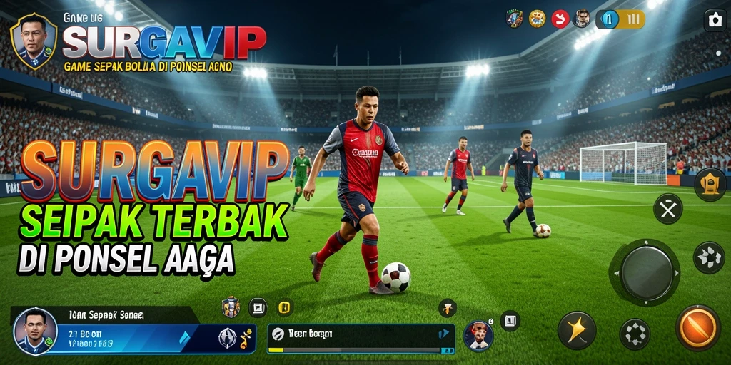Tampilan gameplay SURGAVIP yang mendebarkan dalam pertandingan sepak bola.